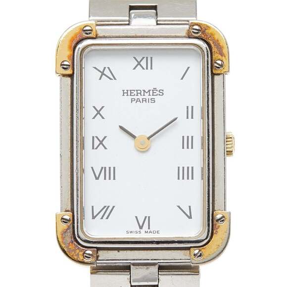 Hermès Cloiseur Watch CR1.240 Swiss Quartz White Dial Stainless Steel Women's...